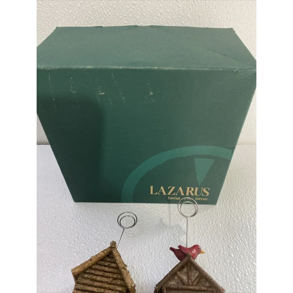 Lazarus Birdhouse Cardinal Place Card Photo Holders Set of‎ 2 Rustic Christmas